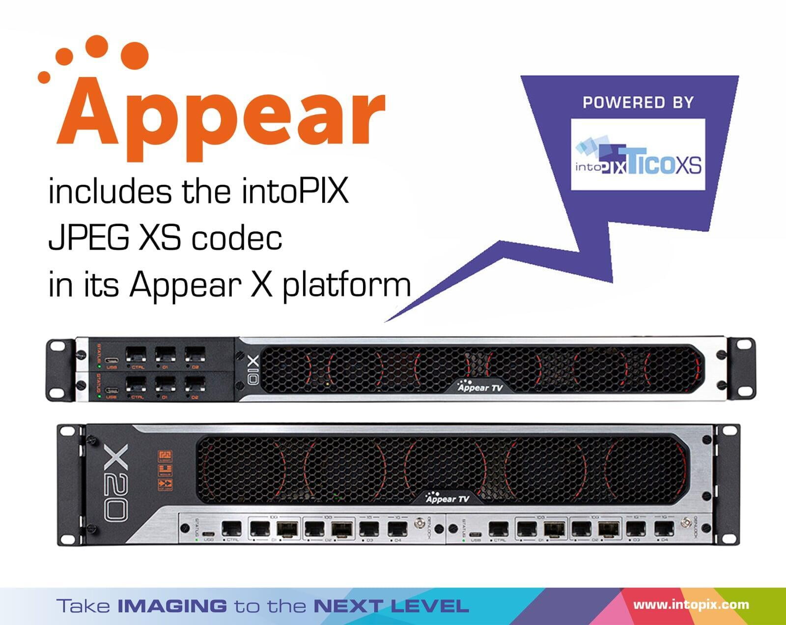 Appear TV, X Platform에 intoPIX 제로-레이턴시 JPEG XS 기술 도입